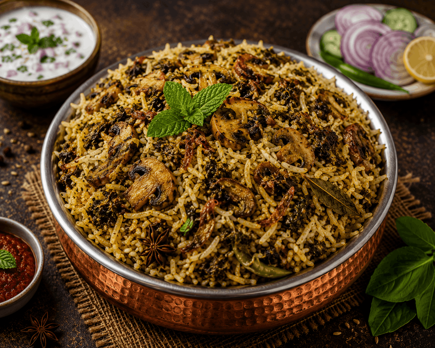 Gongura Mushroom Fry Biryani Mini