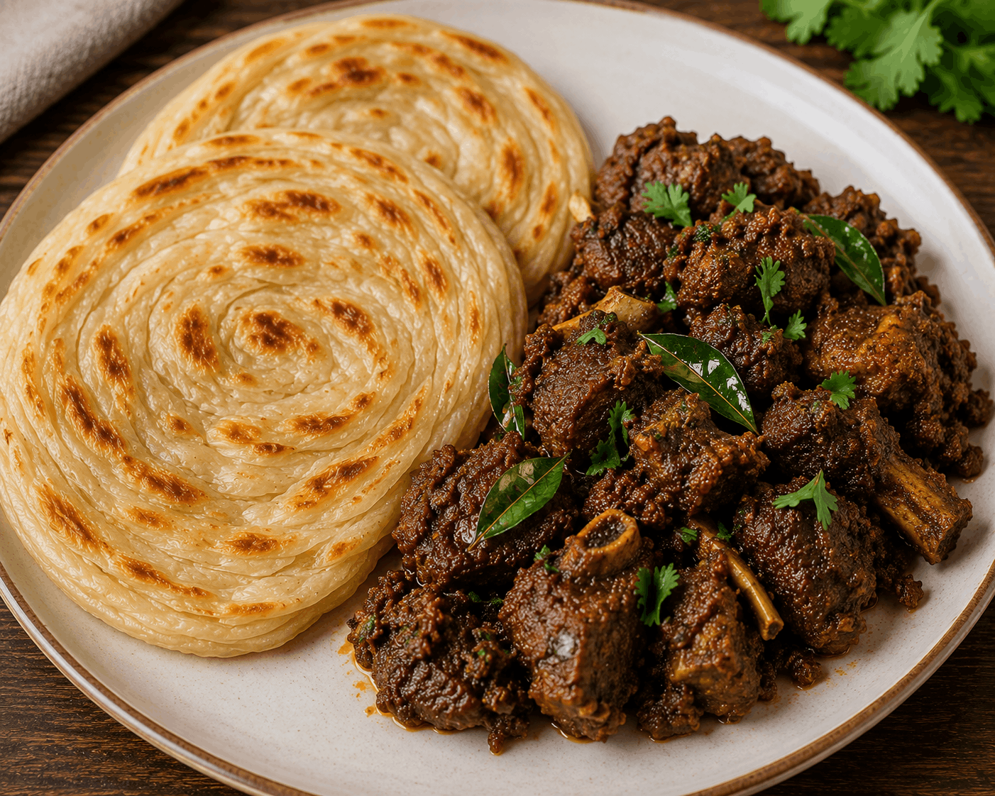 Parotta with Mutton Fry