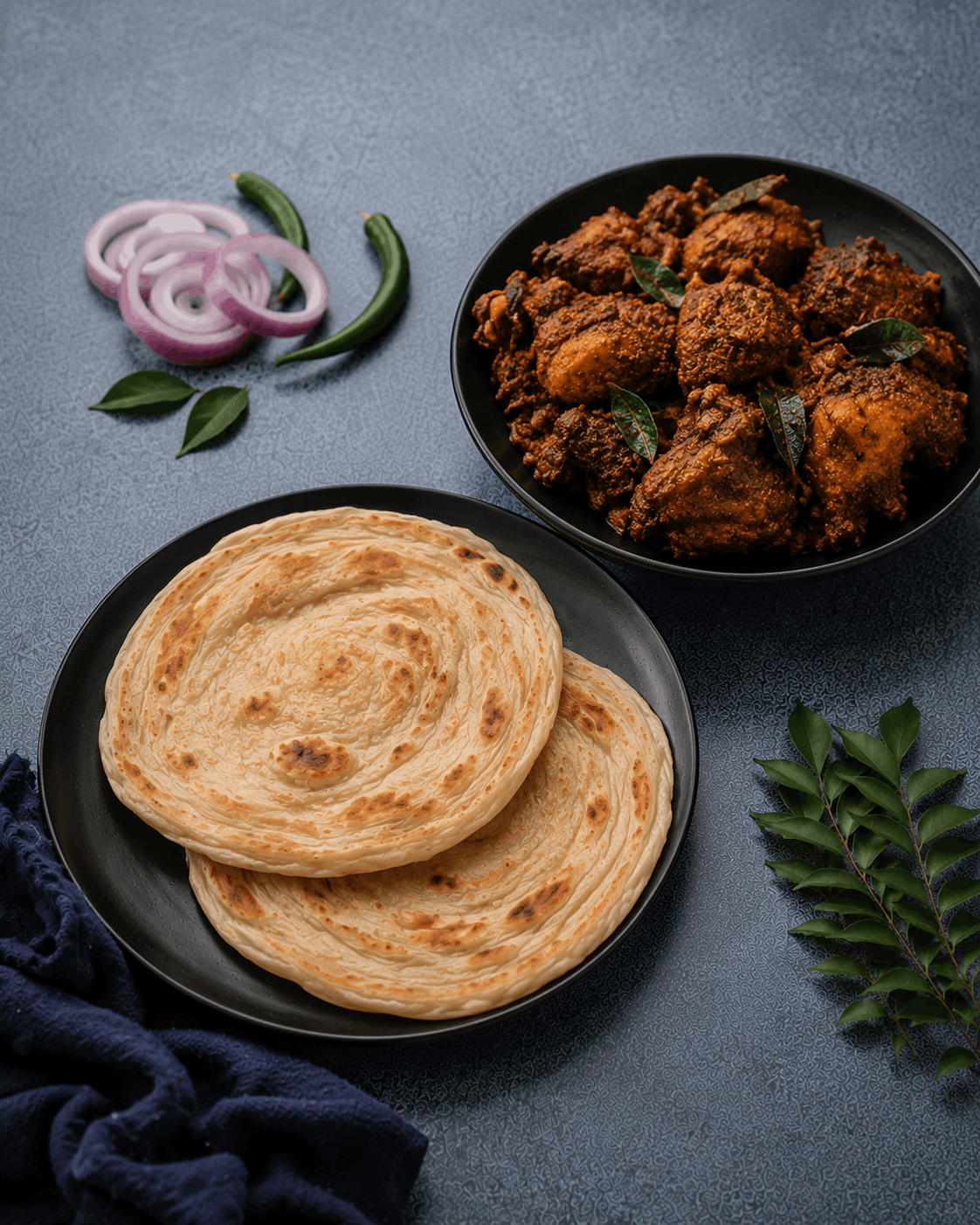 Parotta With Chicken Fry