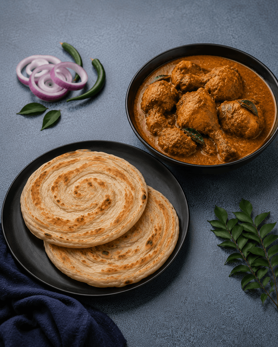 Parotta With Chicken Curry