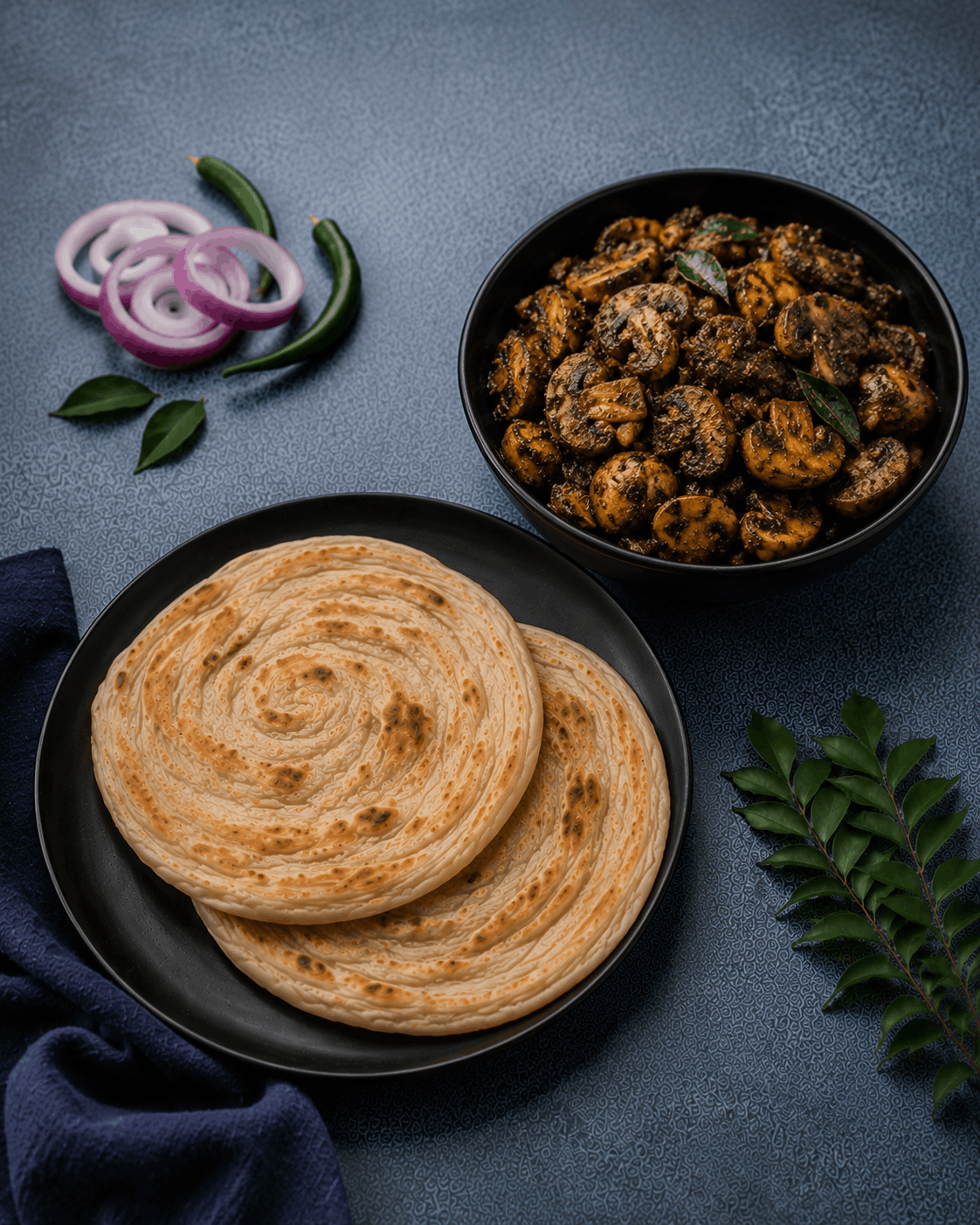 Parotta With Mushroom Fry