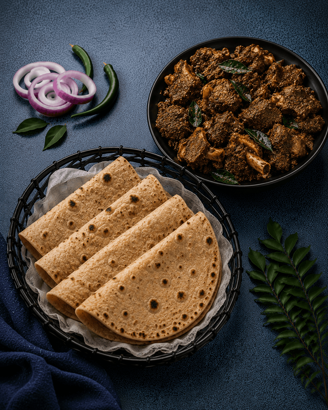Roti With Mutton Fry