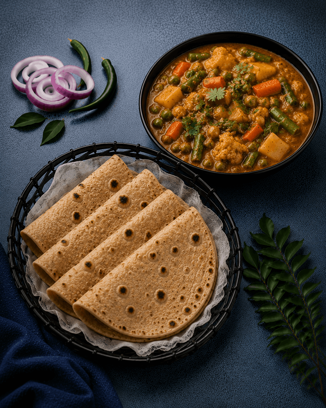 Roti With Mixed Veg Curry