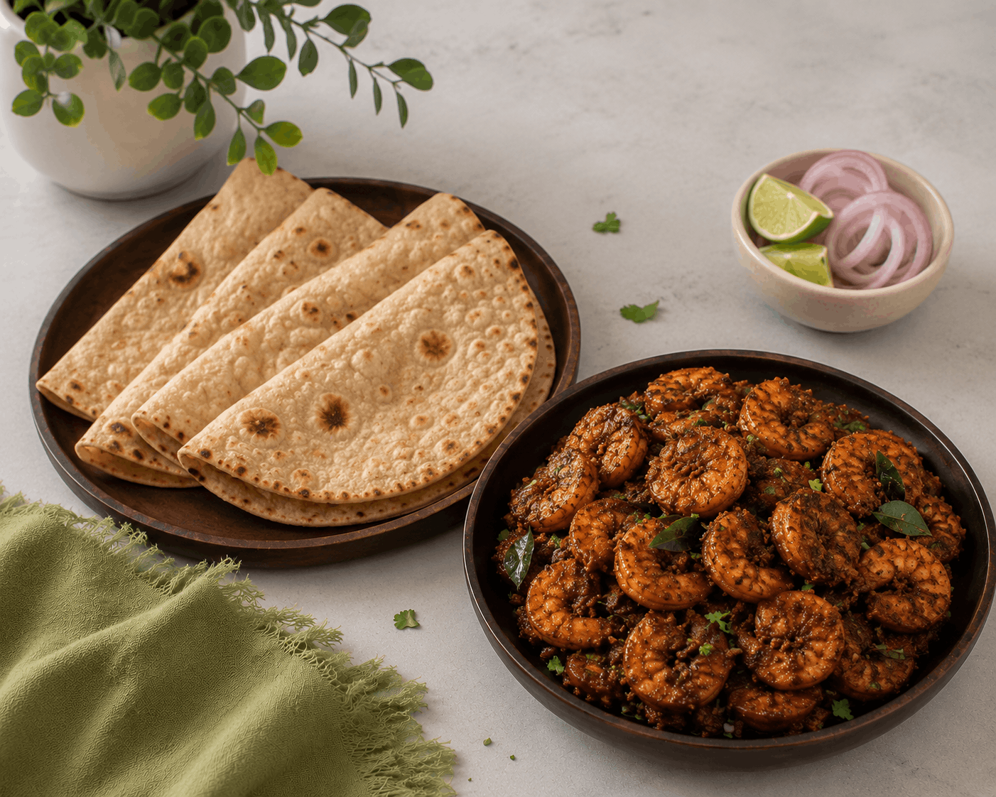 Roti with Prawns