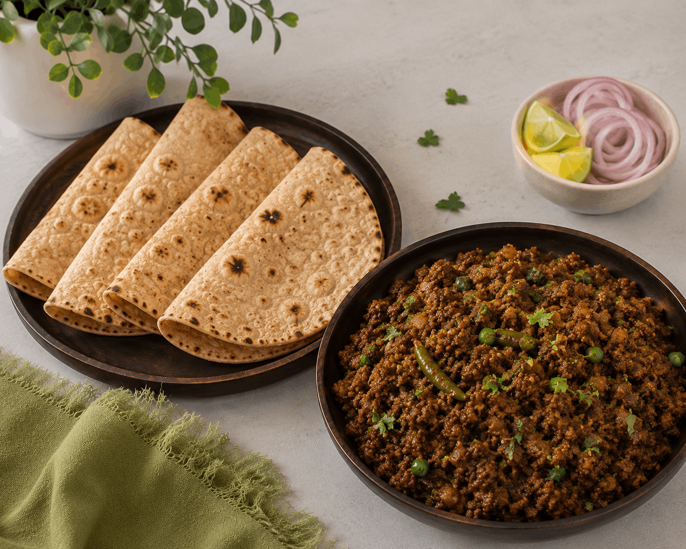 Roti with Mutton Keema