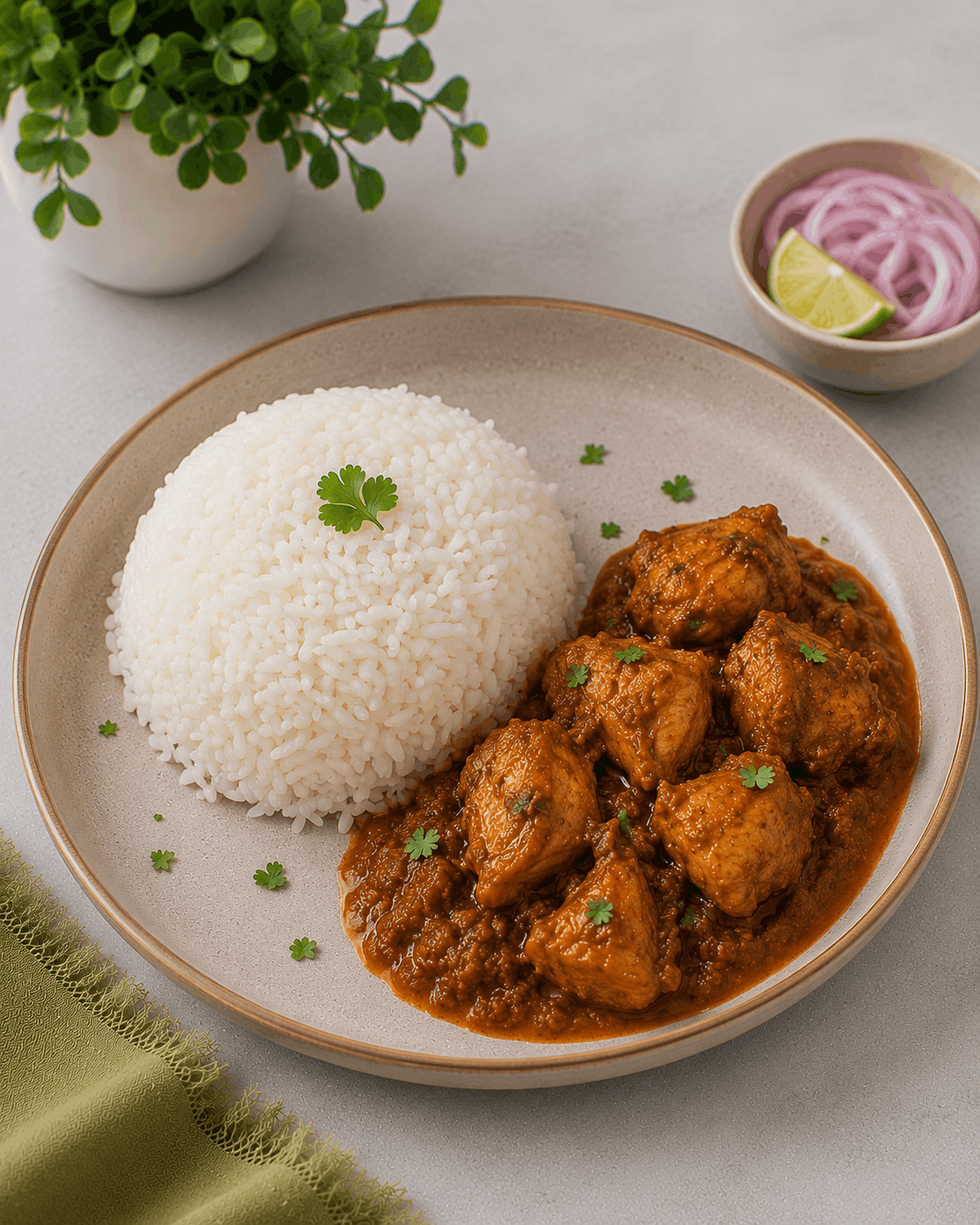 Rice With Chicken Curry
